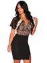 Black Nude Lace Accent Key Hole Back Dress